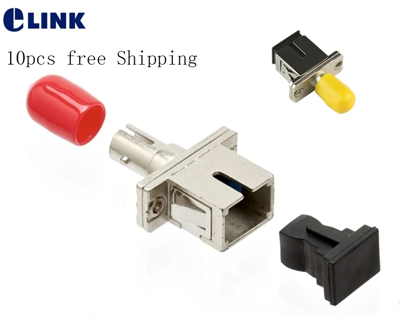 SC-ST simplex adapter metal fiber optic connector red yellow SM MM coupler ftth factory supply free shipping ELINK 10pcs 50pcs lot sc apc fiber optic adapter singlemode simplex sc apc connector fiber optic attenuator sc fiber flange free shipping