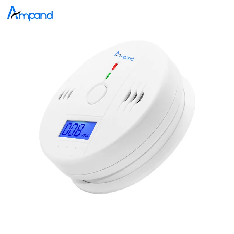 Sensor de monóxido de carbono independiente Detector CO alarma con pantalla LCD Digital y advertencia de voz de 85dB operado con batería blanca|Detectores de monóxido de carbono| - AliExpress