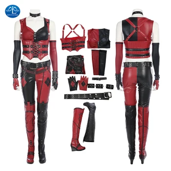

Harley Quinn Cosplay Halloween Costumes For Women Game Batman: Arkham City The Joker Outfit Full Set Custom Made Free Shipping