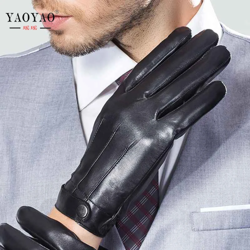 mens leather gloves slim