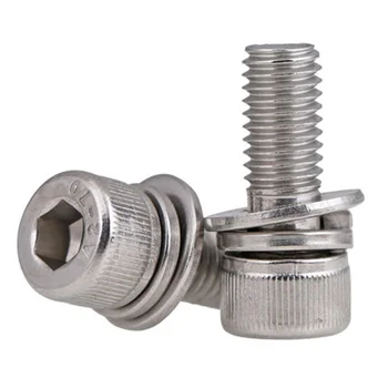 

2pcs M8 304 stainless steel Three combinations Hexagon socket head cap Self-contained flat pad screw 16mm-50mm Length