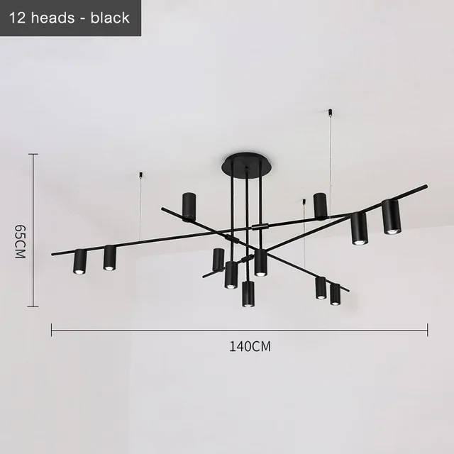 Скандинавский пост-современный нестандартный подвесной светильник ровные цилиндры гостиная столовая спальня индивидуальные подвесные лампы - Цвет корпуса: 12 Heads-Black