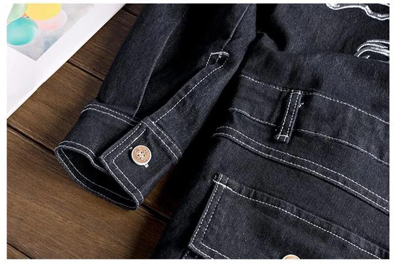 Mcikkny Spring Autumn Men's Cargo Denim Bib Overalls Eagle Embroidery Jeans Jumpsuits For Male Suspender Pants  (7)