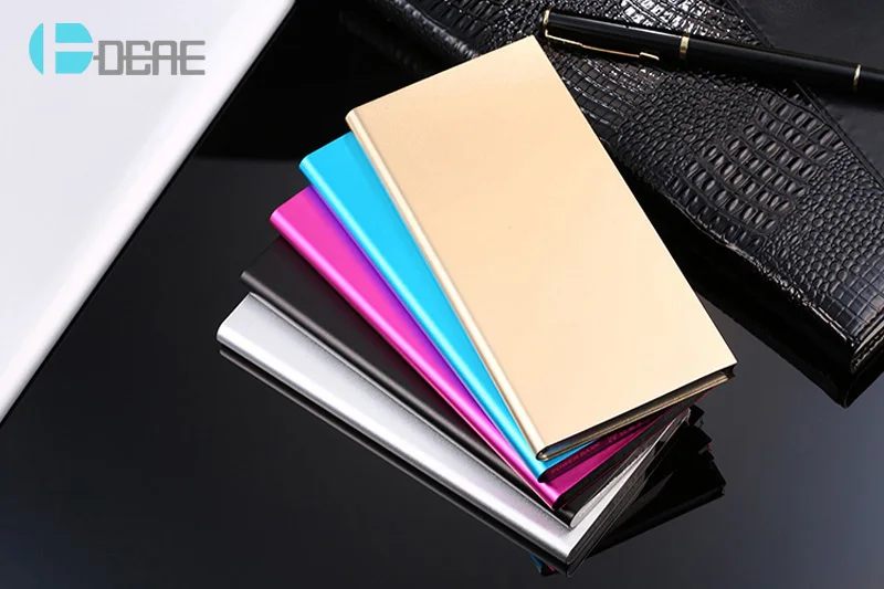 DCAE Ultra-thin Mobile Power Bank 10000 mAh metal case led light USB External Backup Battery Portable universal Phone charger