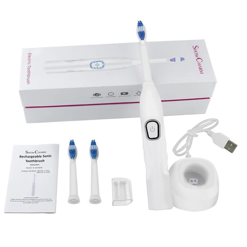Escova de Dentes Adulto à Prova Escovas de Dentes com 3pcs Nova Ultra Sonic Elétrica Vibração Sonora Dusb Água Carga Usb Cabeças Substituição 11 de dentes adulto à prova dusb água