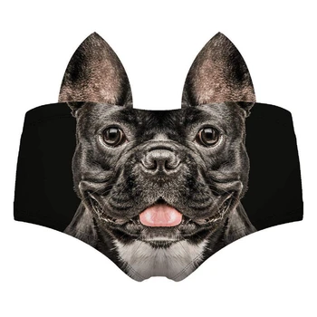 

Black French Bulldog 3D Cute Print Ears Women Underwear Interesting Panties For Lady Hot Sexy Female Lingerie Thongs Briefs