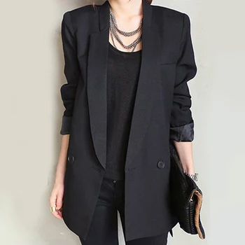 

Long Black Women Asymmetrical Blazers New Fashion blazer femme Ladies Split Notched Collar Chic Outwear