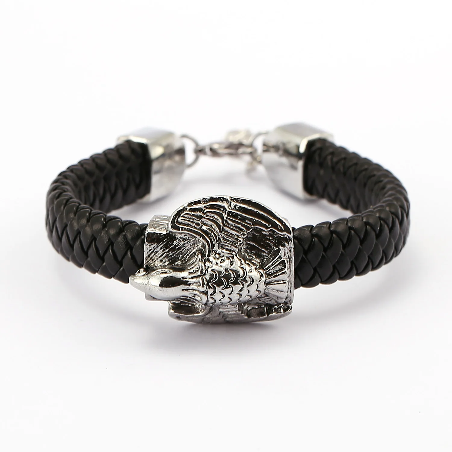 JEWELRYGIFT Ride To Live Bracelets Men Bracelet Genuine Leather Harley Rider Bracelet Mens Eagle