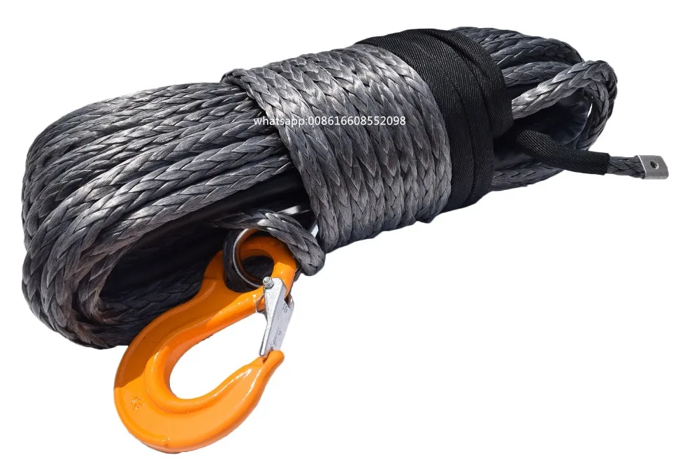 Grey 12mm*45m Synthetic Winch Rope,Plasma Winch Cable,Winch Rope