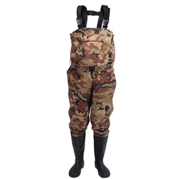 Camouflage 0.35mm One Piece Fishing Waders Waterproof Nylon+PVC Fabric Breathable Waist Belt+Pocket Type Fishing Waders Overalls