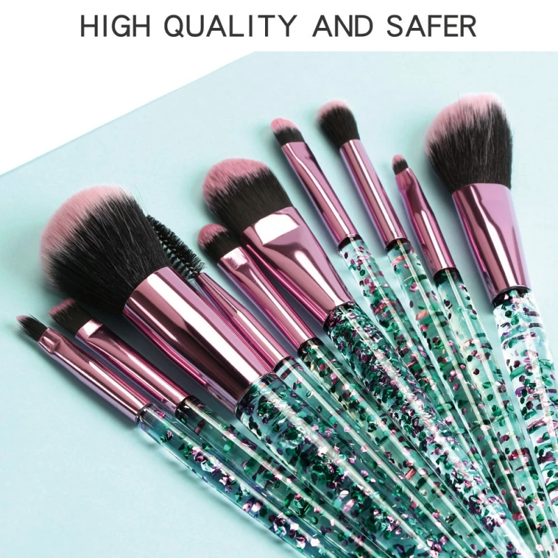 

10pcs 3- Colors Crystal Sequins Eye Makeup Brushes Kit Multifunctional Makeup Brushes Concealer Eyeshadow Foundation