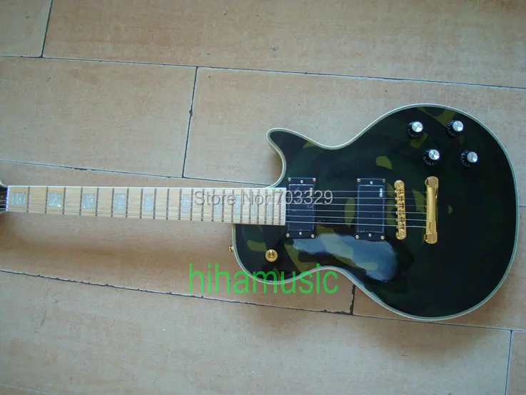 

zakk wylde CAMO maple neck maple fretboard high quality LP custom black green new cross inlay electric guitar EMG pickup Guitars