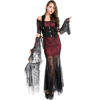 

High Quality Vampire Cosplay Costume Halloween Gothic Spider Maxi Dress Ghost Festival Cosplay Stage Performance L18817114