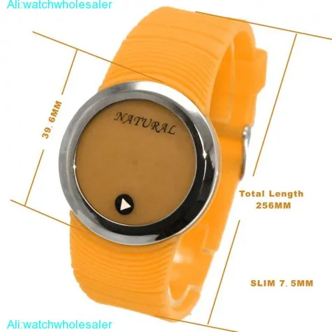 DW418H NATURAL PNP Shiny Silver Watchcase LED Silicone Orange Band Digital Watch
