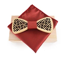 Винтажный из полой древесины мужской галстук-бабочка носовой платок набор для мужчин Модный свадебный деревянный галстук-бабочка полиэстер карман квадратный Gravatas тонкий галстук