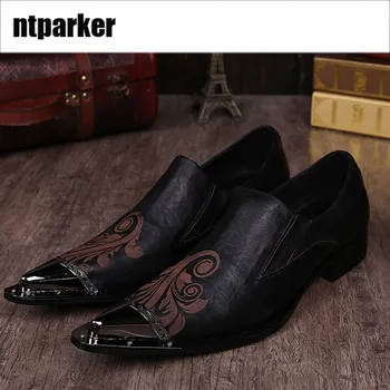 

ntparker Man Dress Shoes personality fashion man pointed high-heeled shoes stylist hairdresser man's shoes Leather, US6-US12