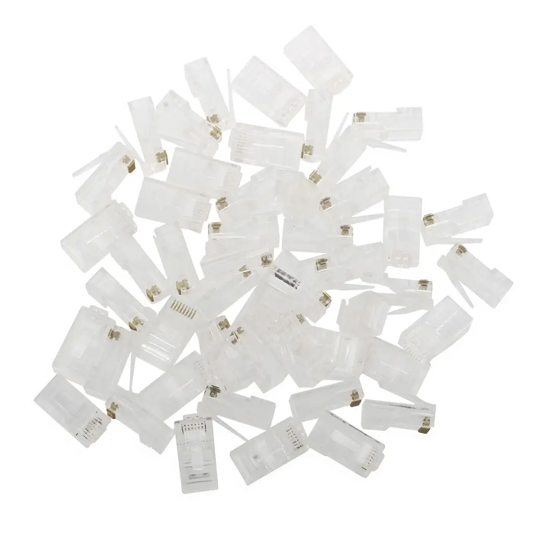 

50 Pcs RJ45 8P8C Network LAN CAT5E CAT6 Modular Plug Jack Clear