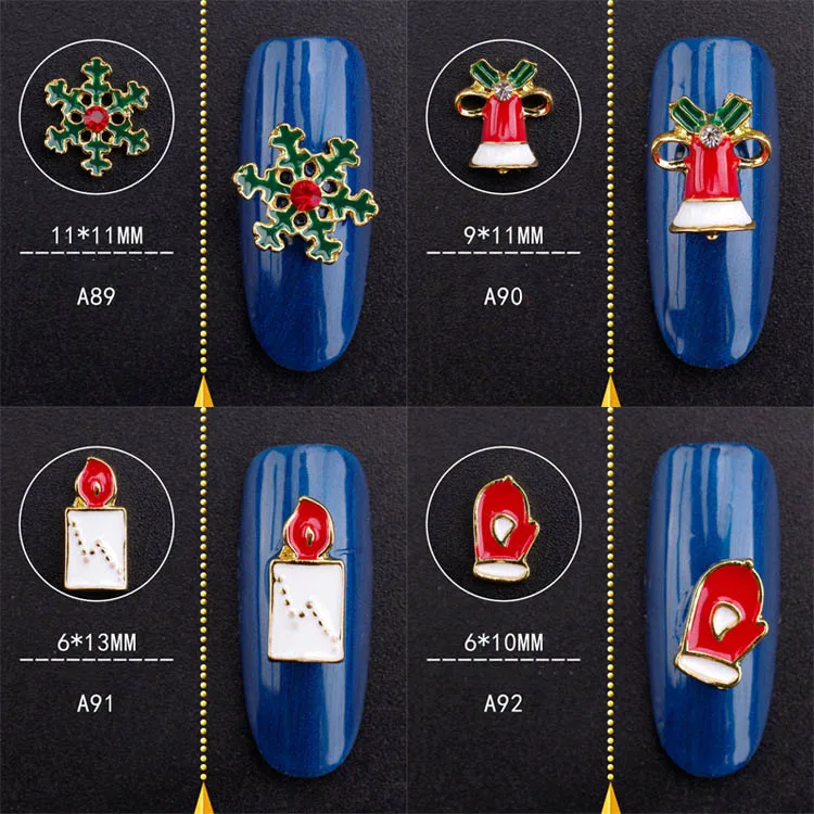 Сплав бриллиант Новогодняя Снежинка Рождественская елка стразы металлический дизайн ногтей деко 3D Блестящий Драгоценный камень ювелирные изделия наклейки для ногтей