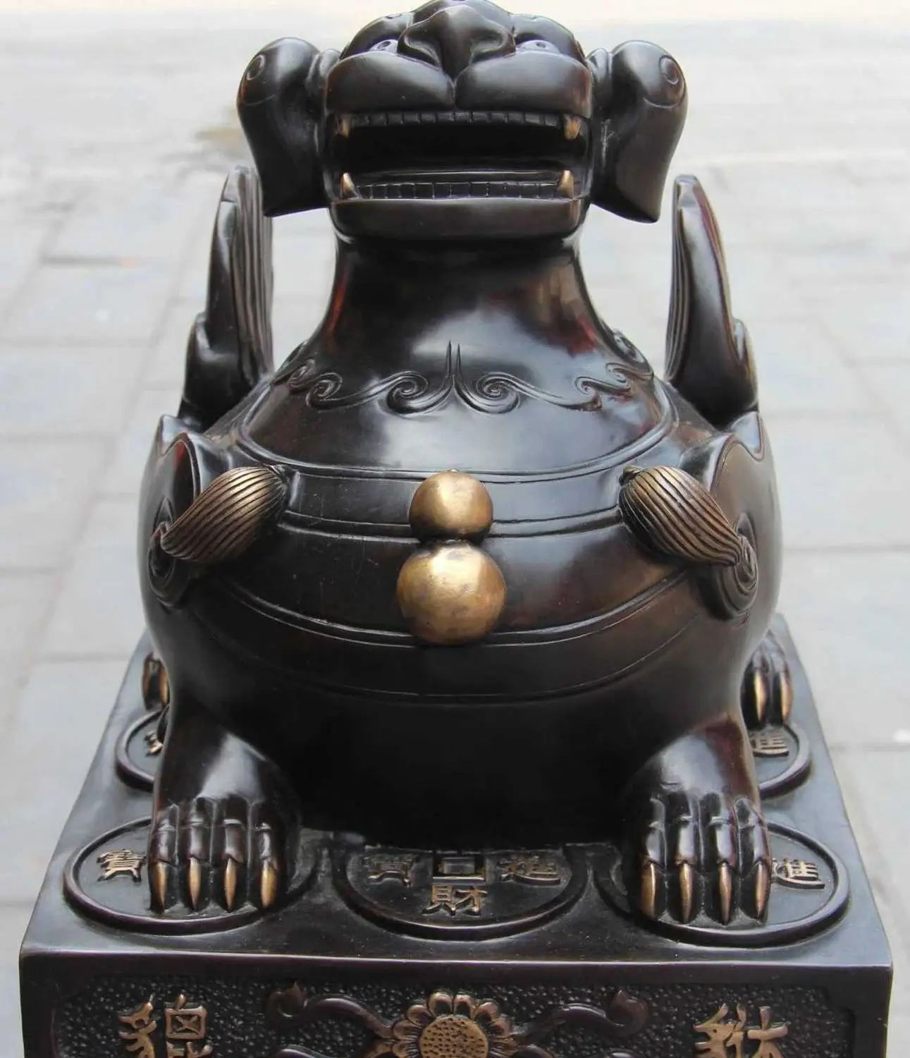 

Palace Bronze Copper Home Fengshui Foo Dog Lion unicorn brave troops beast Kirin