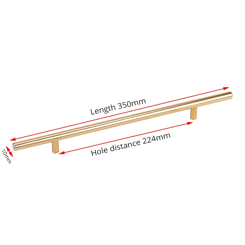 KAK 10 шт. Матовые дверные ручки для кухни из нержавеющей стали, прямые ручки для шкафа, ручки для шкафа, ручки для мебели - Цвет: Gold 224mm
