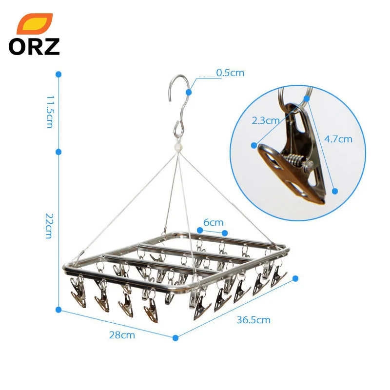 ORZ 26 зажимов из нержавеющей стали, алюминиевая сушилка для одежды, вешалка для носков, короткая вешалка для белья, многофункциональная полка для сушки белья