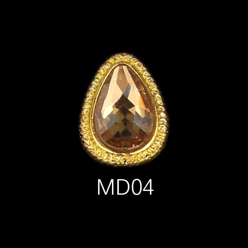 Korea Trend Nail Jewelry Style 10/30pcs Latest Metal Bezel Water Drop Stone Design 3D Nail Art Alloy Jewelry - Цвет: MD04