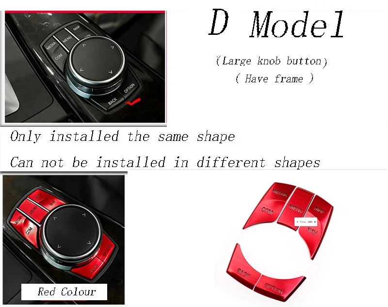 Стайлинга автомобилей мультимедиа пуговицы крышка Стикеры рамка-накладка украшения для bmw f30 f10 f20 f25 f07 x1 x3 x5 x6 1/2/3/4/5/6/7 серии - Название цвета: D Model Red