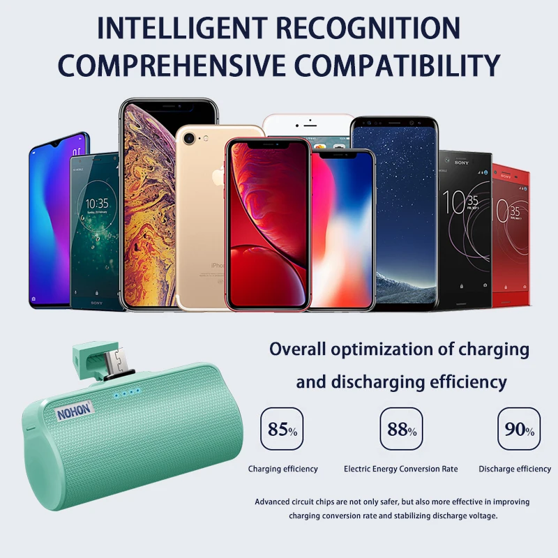NOHON Mini Pocket Power Bank 3000 мАч маленький портативный внешний аккумулятор для быстрой