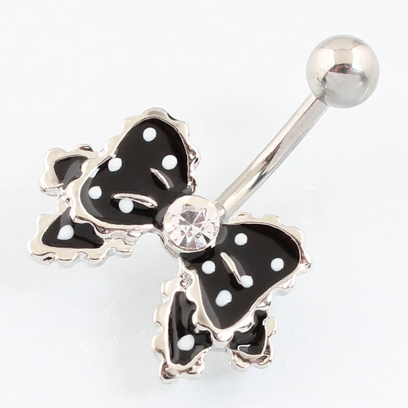 

Belly button ring Bow fashion body piercing jewelry Retail navel ring 14G 316L surgical steel bar Nickel-free free shipping