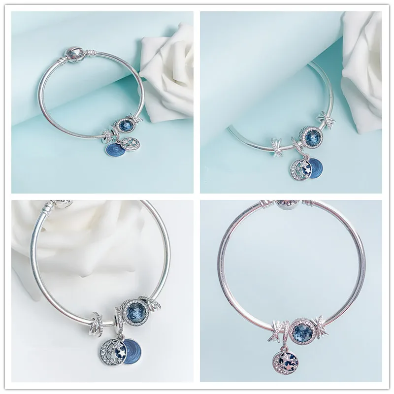 

2019 NEW Luxury Brand Silver chain Bangle original 925 charm bracelet women jewlery making,1pz