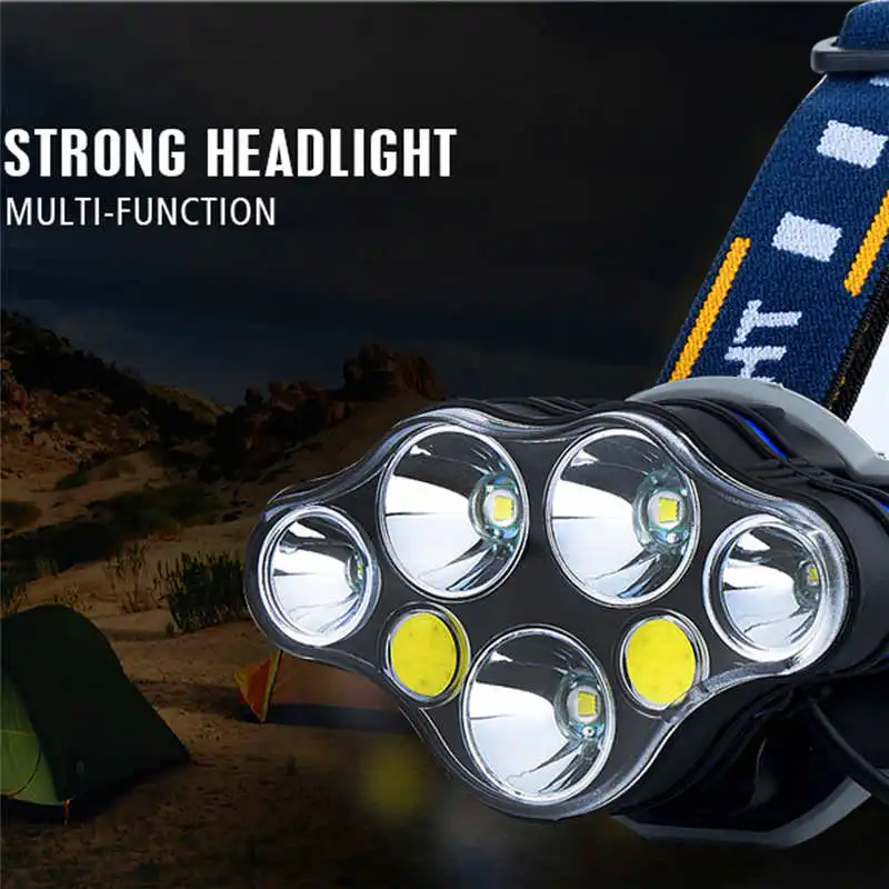 5x XM-L T6 LED+2xCOB Induction Headlamp torch flashlight t6 18650 Headlight Set powerful led flashlight rechargeable #4A29 (2)
