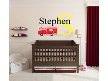 Fire Truck Vinyl Wall Stickers Boys Personalized Name Monogram Wall Decal Home Design Wallpaper Hot Sale Poster Mural SA592