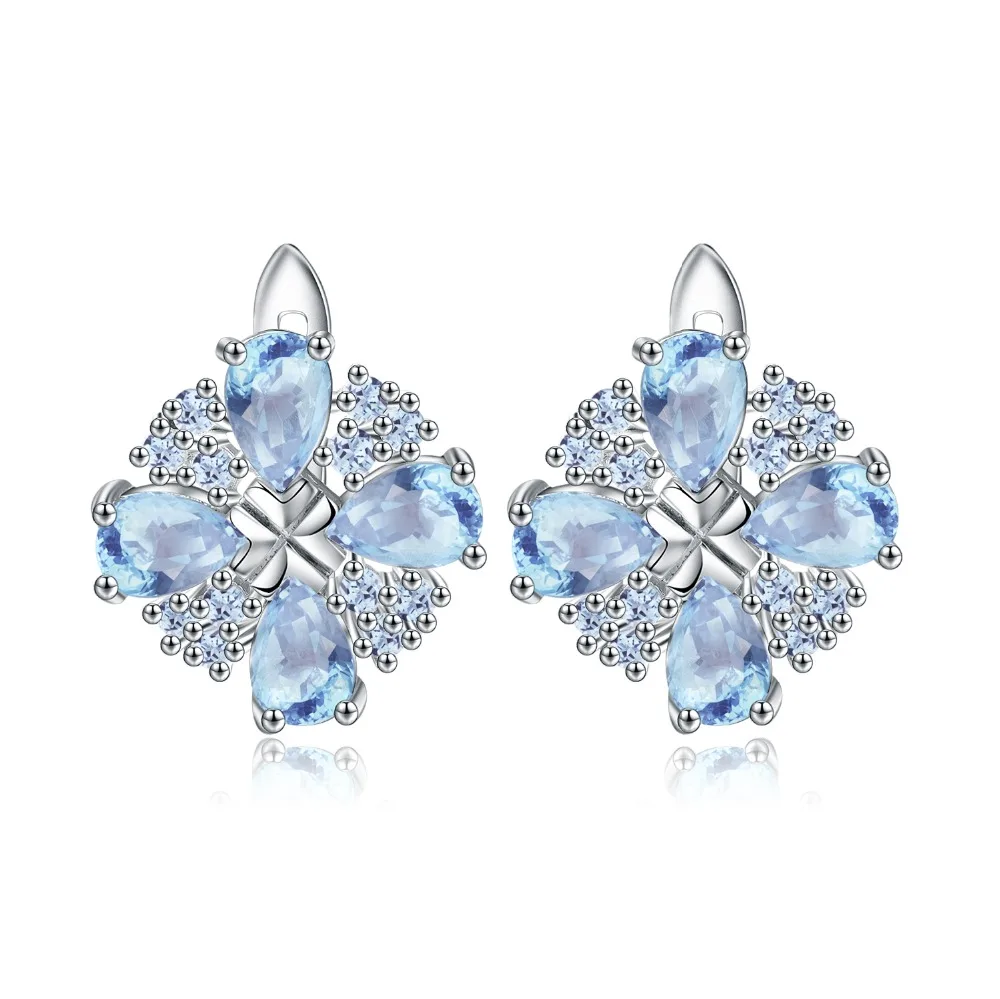 

GEM'S BALLET 4.71Ct Natural Sky Blue Topaz Stud Earrings 925 Sterling Silver Earrings Fine Jewelry For Women Luxury Bijouterie