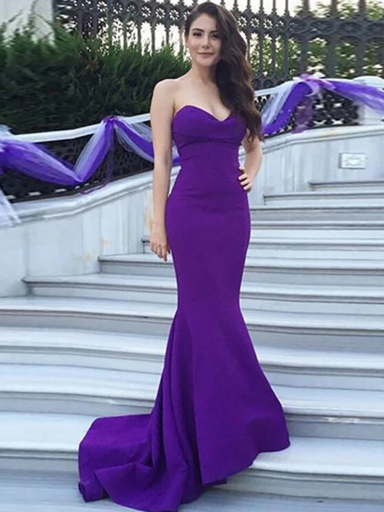 

Verngo Long Dresses Evening Purple Mermaid Dress Sexy Vestiti Eleganti Donna Cerimonia Sera
