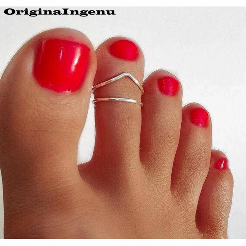 Grillz Jewelry izable Handmade Adjustable Exquisite Chevron Toe Ring 15mm Hoop Rings for Women Foot Jewelry-2