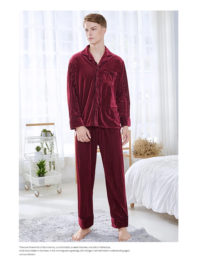 Male Pajama Sets Elegant Fashiom Sleepwear   (15)