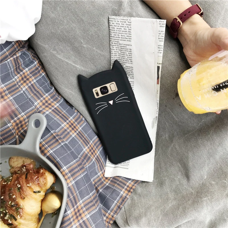 3D Cute Cat Case For Samsung Galaxy S9 S8 S7 S6 S5 Edge Plus Cover Soft Cartoon Silicone Case For Samsung Galaxy Note 9 8 Case (6)