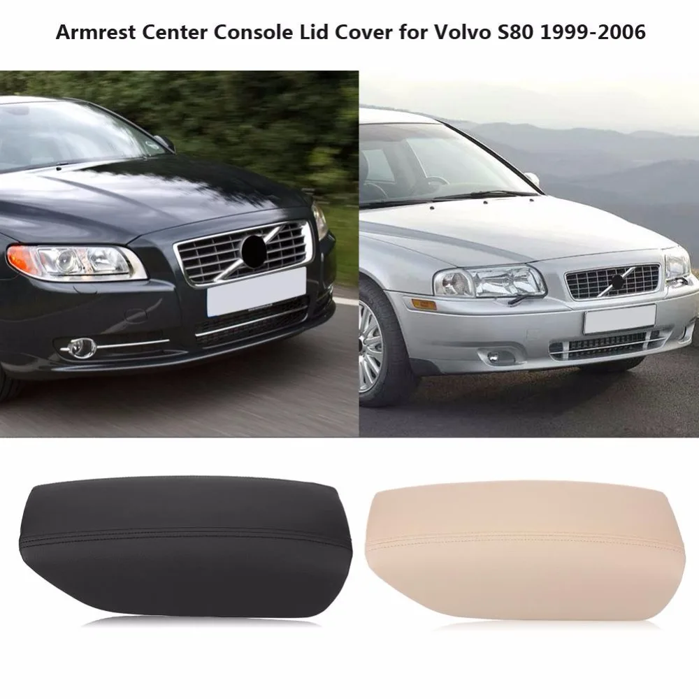 

Car Microfiber Leather Armrest Center Console Lid Cover for Volvo S80 1999 2000 2001 2002 2003 2004 2005 2006 Black/Beige Color
