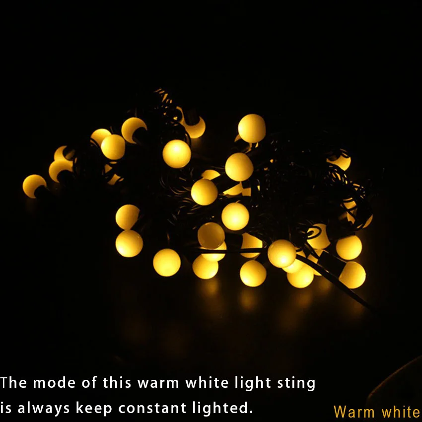 

5M 50LED 1.4CM Ball pendant Led String Light Black Wire indoor Christmas tree Fairy String Starry Lights bedroom decoration 220V