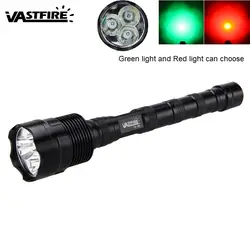 VastFire тактический фонарь 1200 лм 3 x T6 зеленый/красный светодиодный фонарик свет лампы, фонарь для охоты и Портативный света для использования
