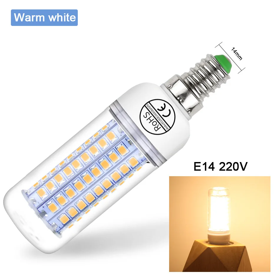 E27 E14 светодиодный светильник 5730SMD 220 V Светодиодная лампа 24/36/48/56/69/72 светодиодный s светодиодный лампа для люстры лампы в форме свечи освещения Теплый Холодный белый - Испускаемый цвет: E14 Warm White