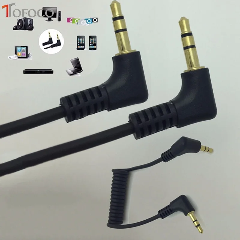 

TOFOCO 50cm 3.5mm Mini 90 degree Jack to Jack Coiled Male Aux Cable Audio Cord Aux Extension Cable For Mobile Phone Car