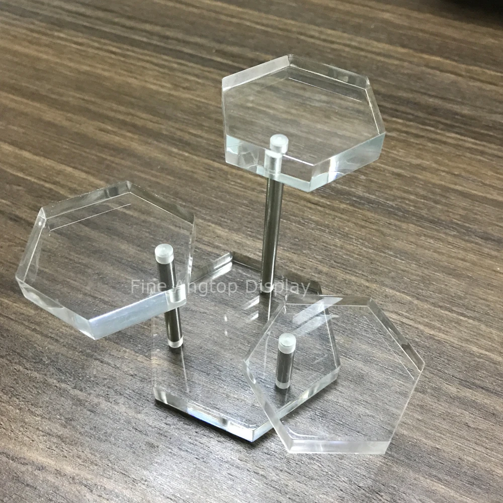 Transparent 3 Tier Plexiglass Acrylic Fixture Display Stand Riser