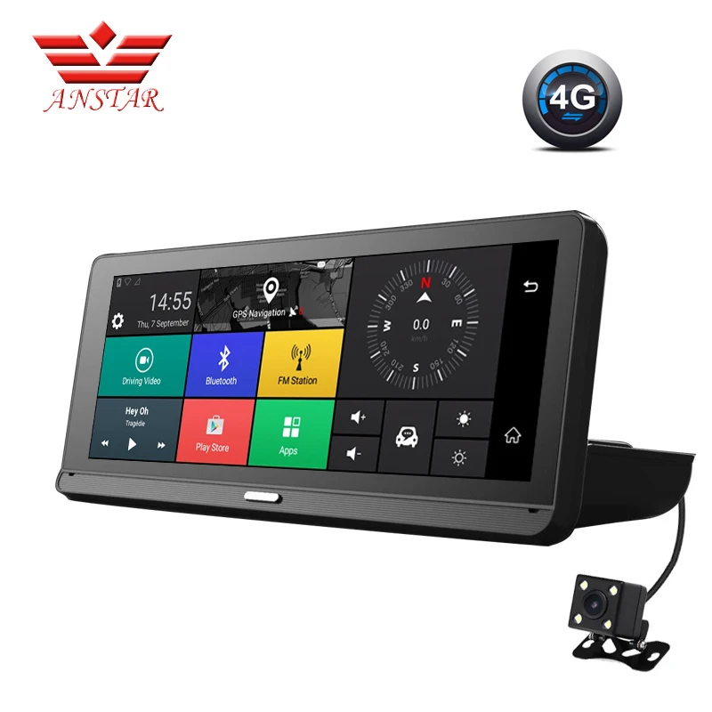 ANSTAR Dvr Dash камера 8''IPS 4G двойной объектив видео рекордер зеркало регистратор BLT в gps Wifi Bluetooth Автомобильный видеорегистратор многоязычный