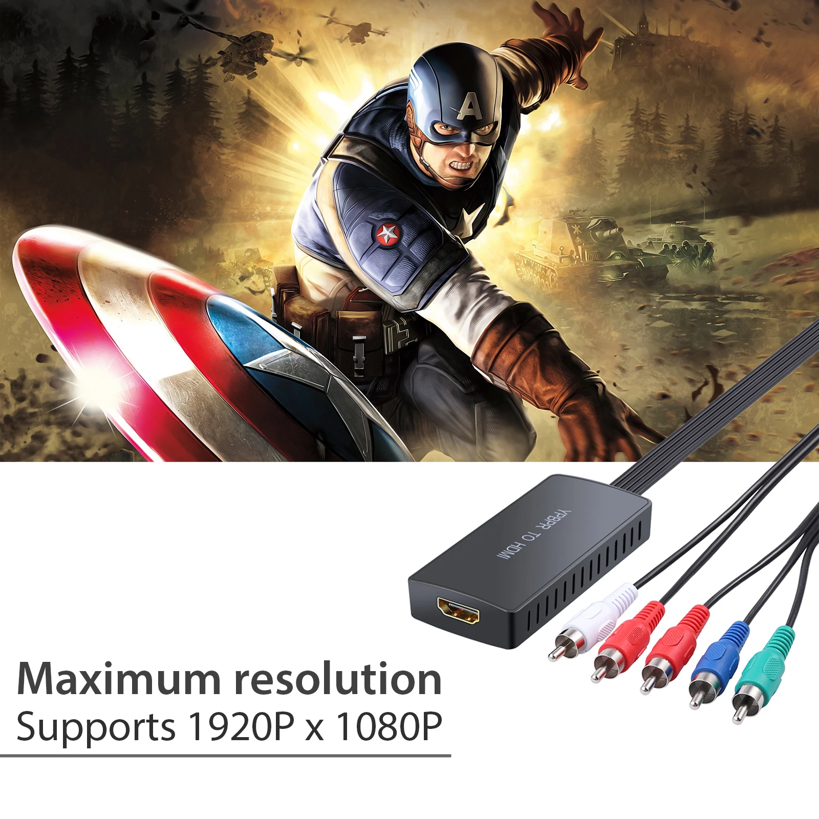Конвертер proзора YPbPr в HDMI 1080P компонент адаптер 5RCA RGB преобразователь Upscaler для DVR PS2