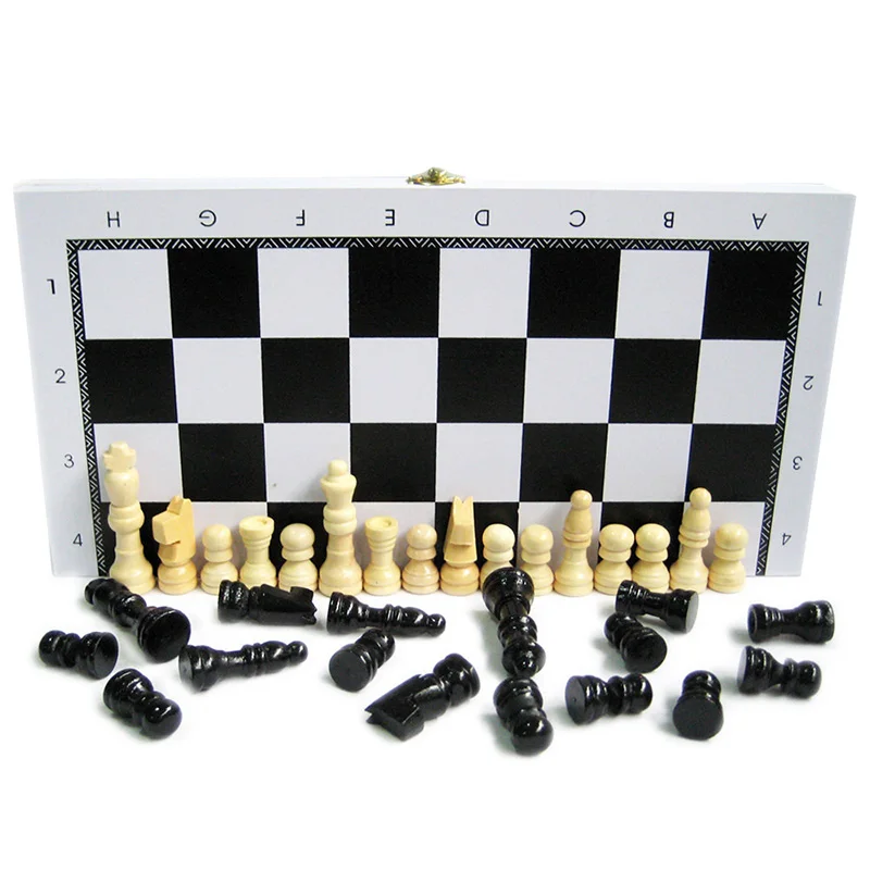 

Black/White Travel Chess Game Set Pieces Wood with International Chess Board Chessman Checkerboard Toys Table Games