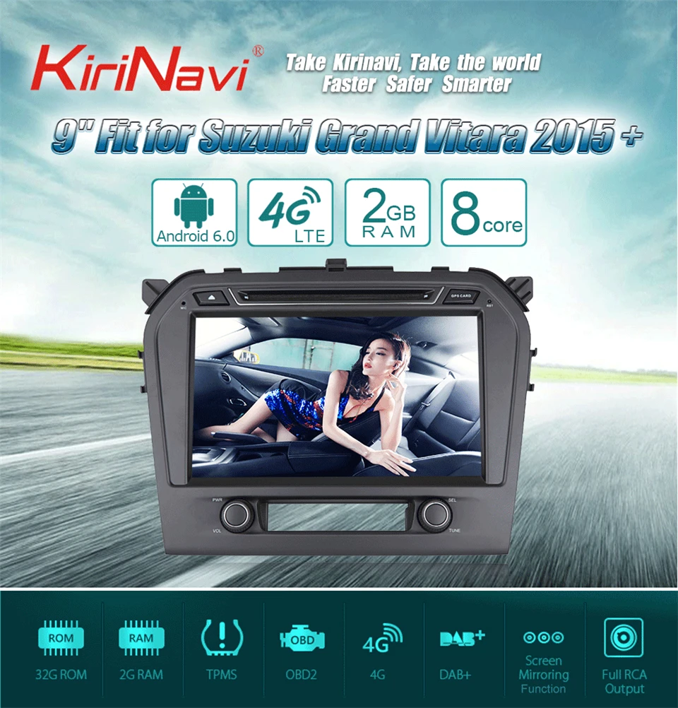 Perfect KiriNavi Octa core 4G LET android 7 car radio for Suzuki Grand Vitara dvd gps 2015 - 2017 support 4K Video 4G 0