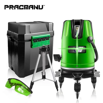 

PRACMANU 5 Lines 6 Points Green Laser Level Automatic Self Leveling 360 Vertical&Horizontal Tilt Degrees Rotary Outdoor Mode