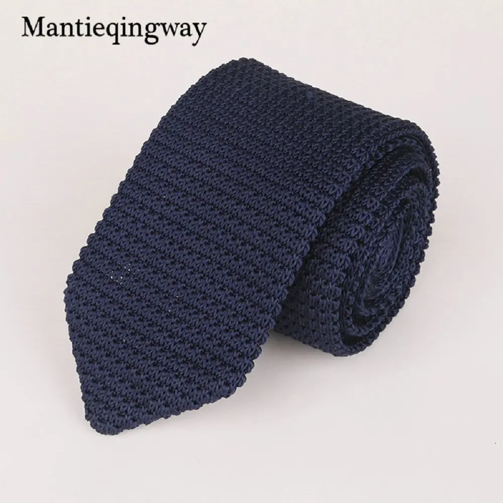 089 Mantieqingway 6 см Вязаные Галстуки для мужчин s деловой костюм галстук сплошной цвет обтягивающий мужской тканый галстук - Цвет: 089
