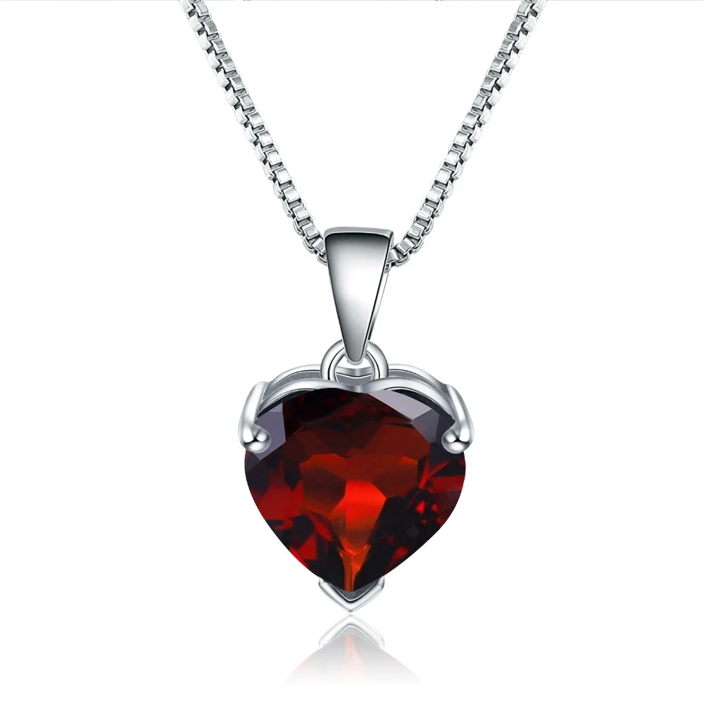 

GEM'S BALLET Real 925 Sterling Silver Romantic Heart Jewelry 4.05Ct Natural Garnet Gemstone Pendant Necklace for Women Gift